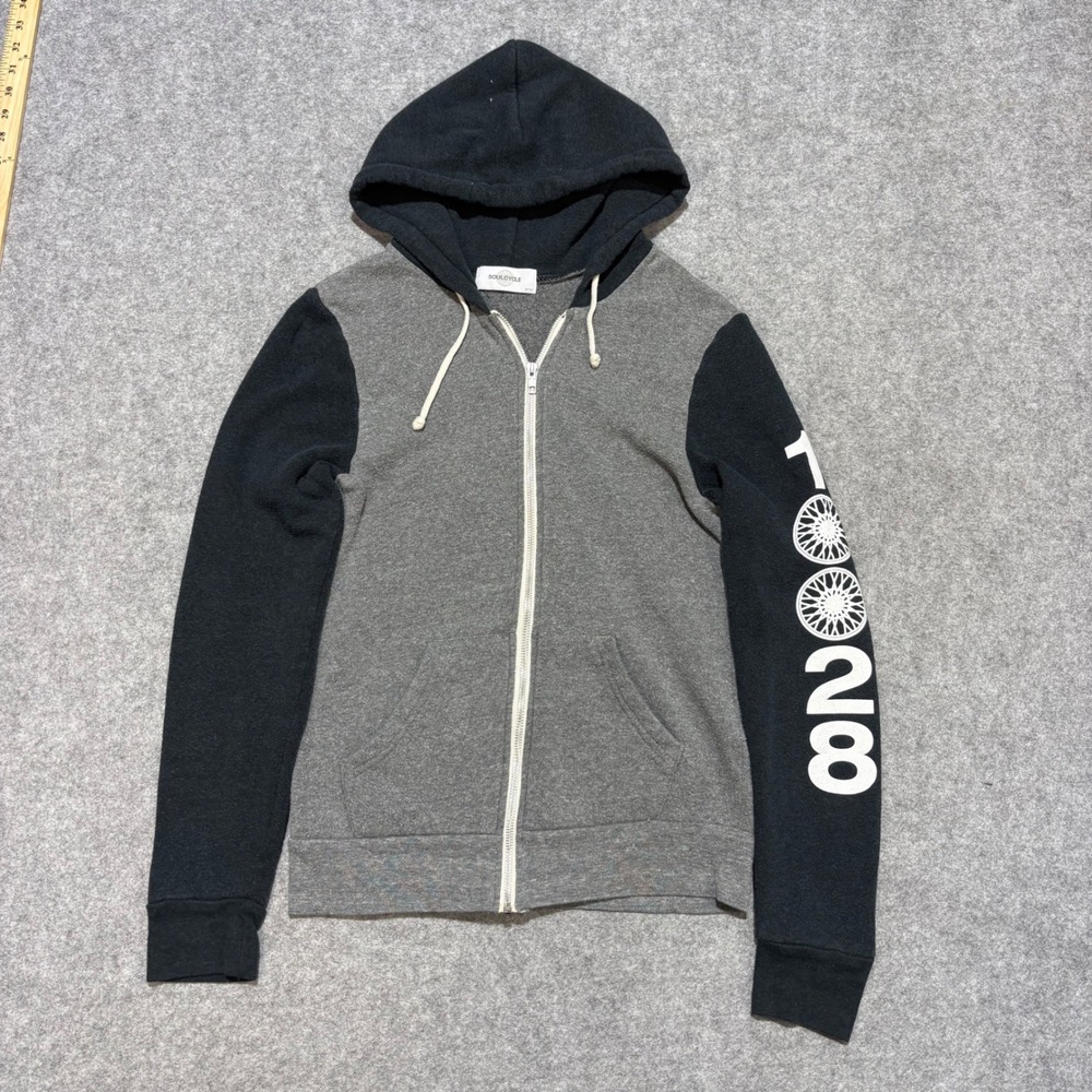 SoulCycle Mens Full Zip Hoodie Gray Black East 1928 Graphic Sweatshirt Small